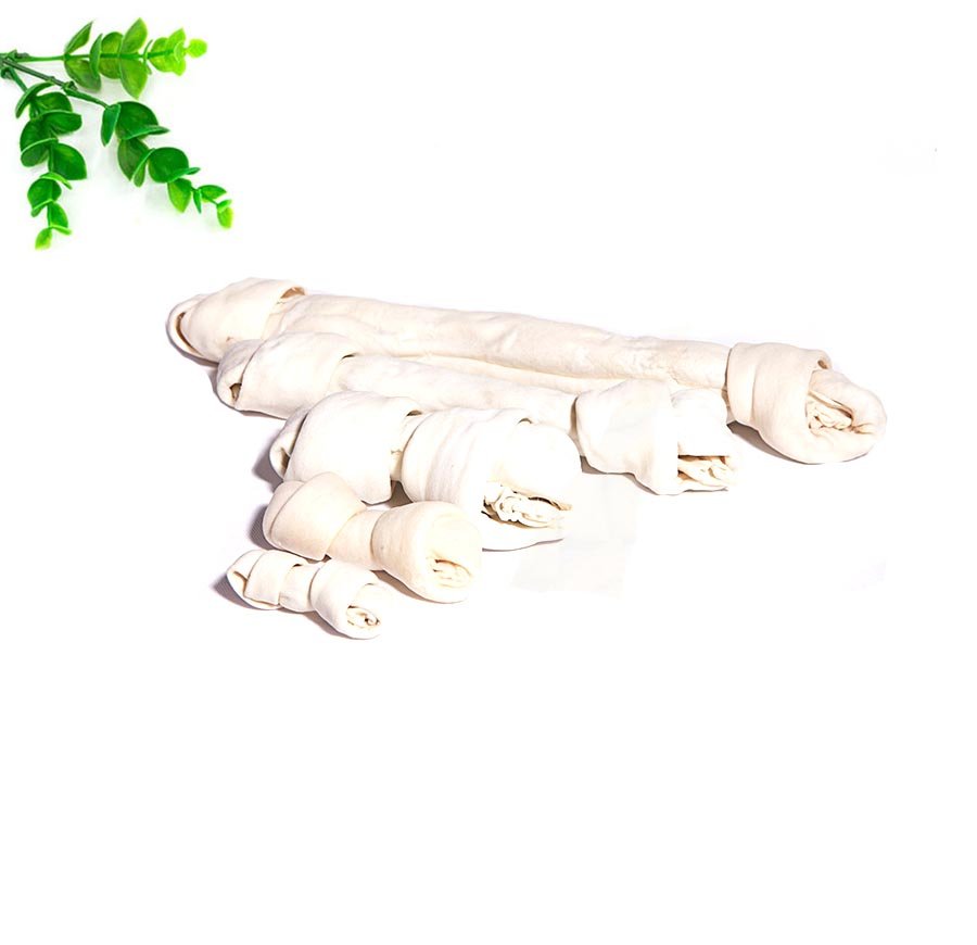 Expanded rawhide knotted bone