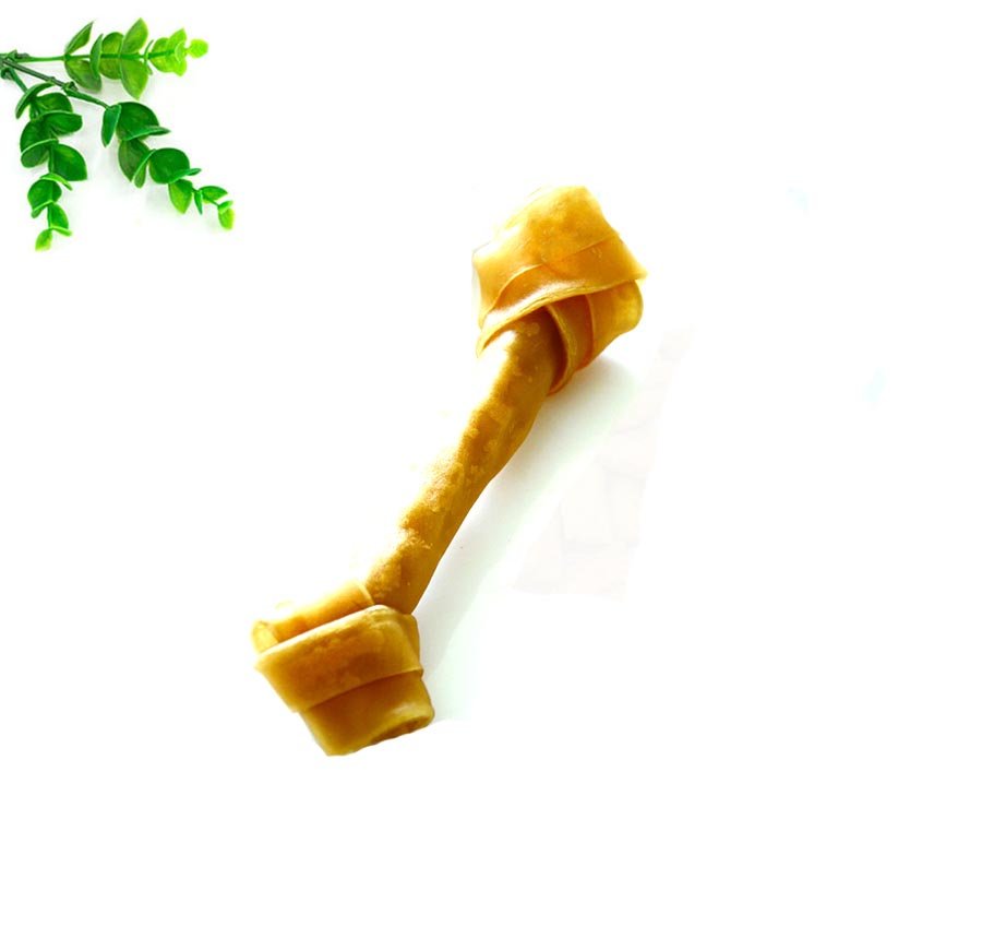 Natural rawhide knotted bone